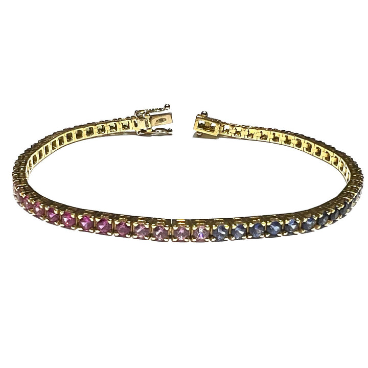 18kt gold Rainbow Tennis bracelet lenses with sapphires 0081BR