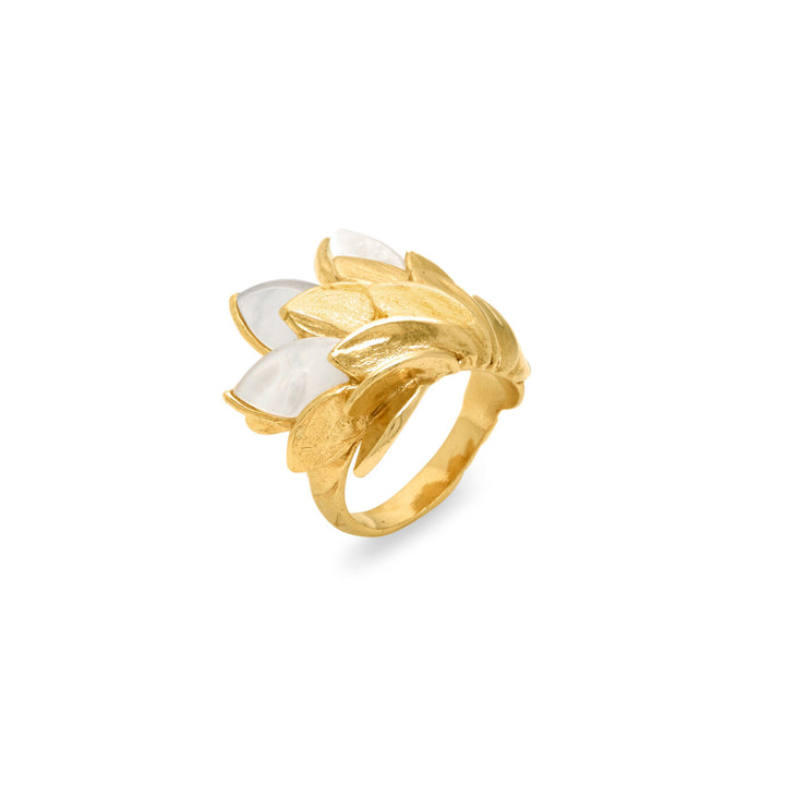 Giovanni Raspini huidring parelmoer Ring in 925 verzilverd 18 kt goud en parelmoer 12523