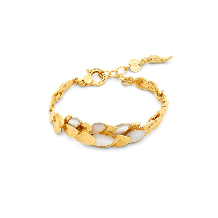 Giovanni Raspini mother of pearl skin bracelet 18 kt gold plated 925 silver and mother of pearl bracelet 12524