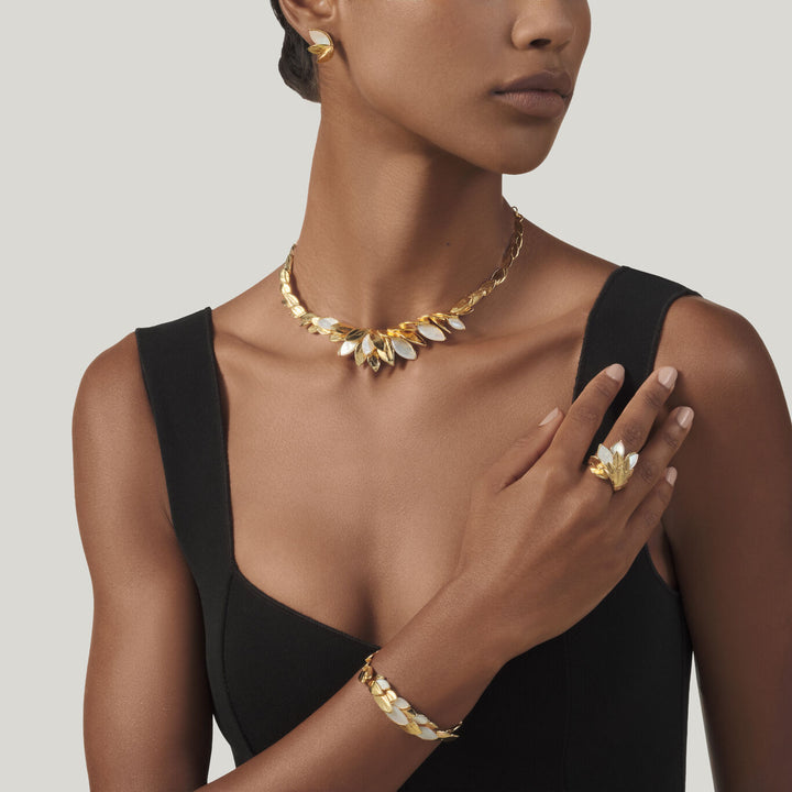 Giovanni Raspini mother of pearl skin bracelet 18 kt gold plated 925 silver and mother of pearl bracelet 12524