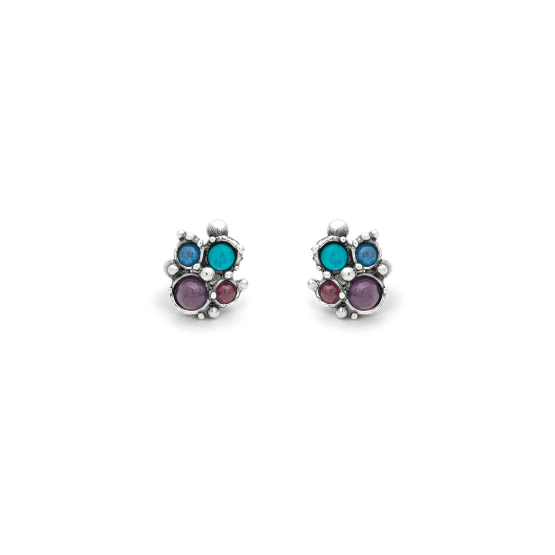 Giovanni Raspini Cocktail-Ohrringe Ohrringe aus 925er Silber, Perlmutt, Amethyst und Siamit 12528