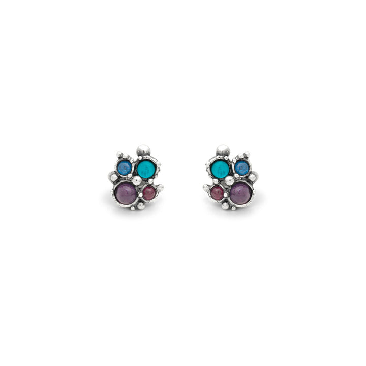 Giovanni Raspini Cocktail-Ohrringe Ohrringe aus 925er Silber, Perlmutt, Amethyst und Siamit 12528