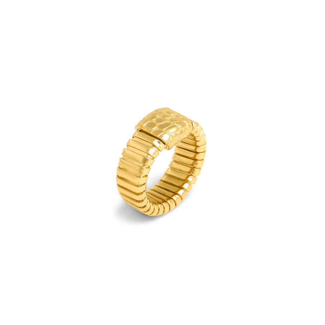 Giovanni Raspini Tubigas Krokoring 18 kt vergoldeter 925er Silberring 12545