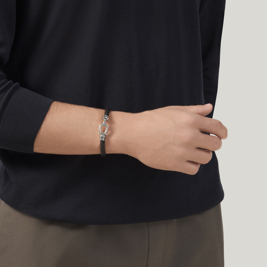Giovanni Raspini croco leren armband 925 zilver en leren armband 12568