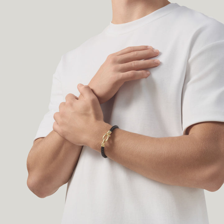 Giovanni Raspini croco leren armband 18 kt verguld 925 zilveren en leren armband 12569