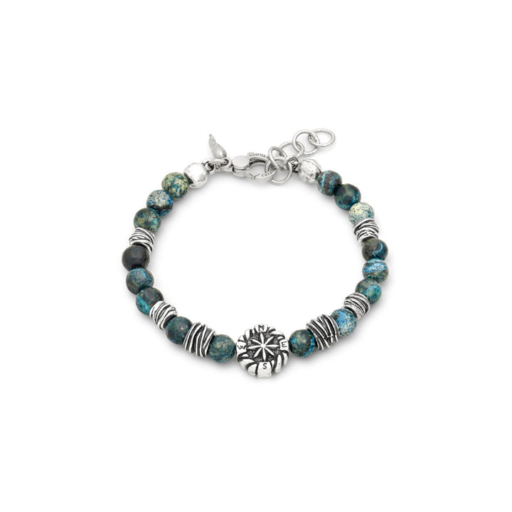 Giovanni Raspini armband windroos groene jaspis Armband in 925 zilver en groene jaspis 12570