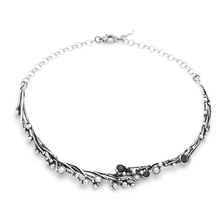 Giovanni Raspini Aura Halskette – Halskette aus 925er Silber, natürliche Perlen und Onyx – 12685