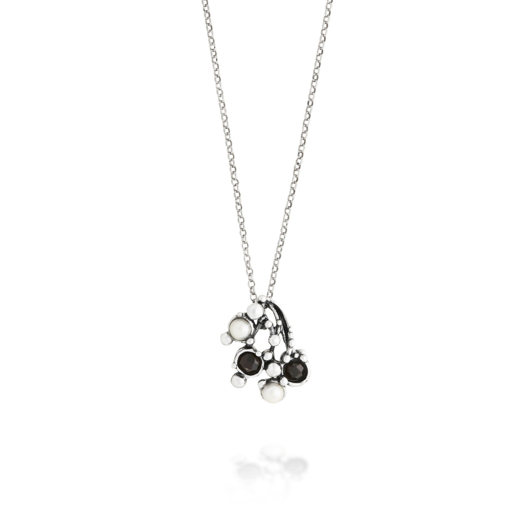 Pendentif Giovanni Raspini Aura - Collier en argent 925, perles naturelles et onyx - 12686