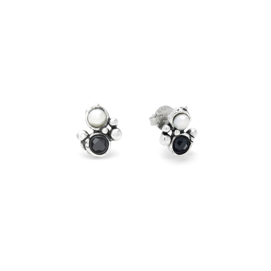 Giovanni Raspini Aura Ohrringe – Ohrringe aus 925er Silber, Naturperlen und Onyx – 12688