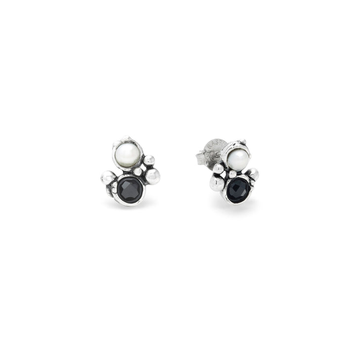 Giovanni Raspini Aura Ohrringe – Ohrringe aus 925er Silber, Naturperlen und Onyx – 12688