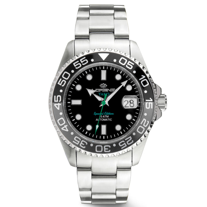 Lorenz Tako 43mm zwart automatisch stalen horloge 030254HH