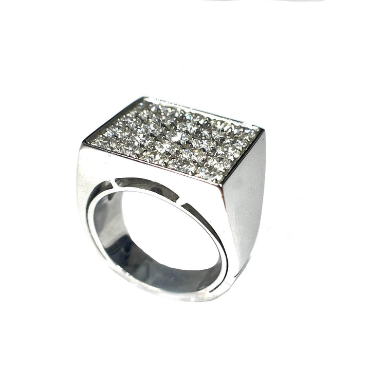 Chivalier ring Brick 18kt white gold diamonds 0575A