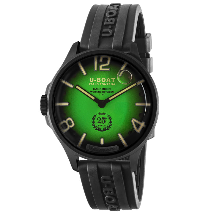 Montre U-BOAT Darkmoon 25° Edition Limitée Green Soleil 46mm acier quartz bleu finition PVD noir 2030