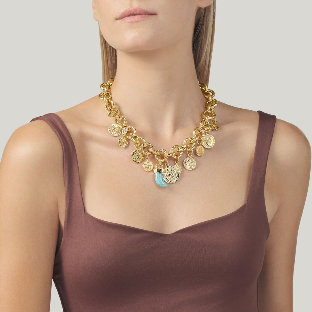 Giovanni Raspini Pueblo ketting Vergulde bronzen munten N0005
