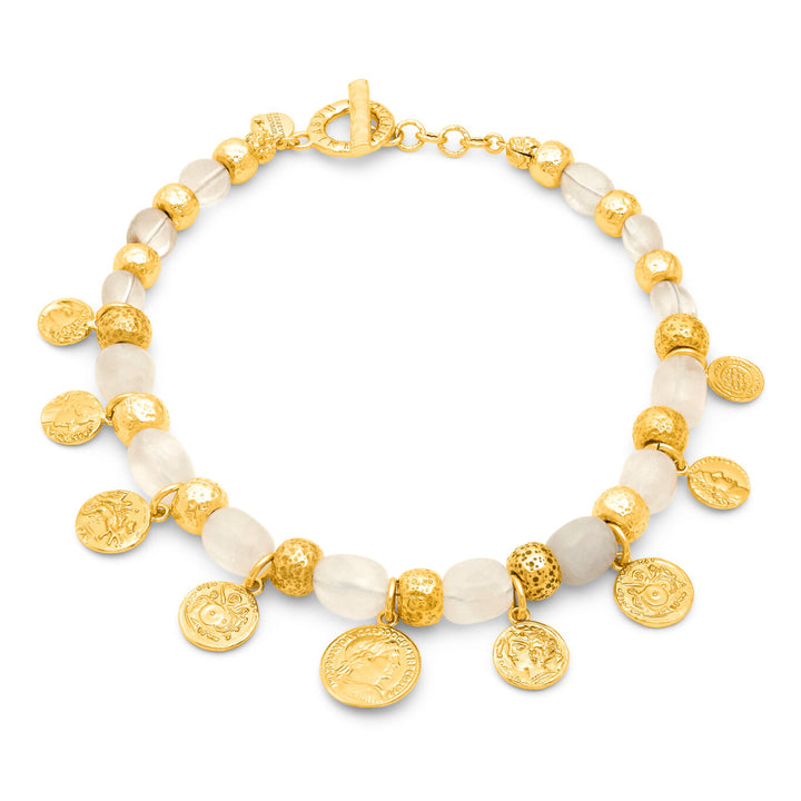 Giovanni Raspini kristallen muntketting verguld brons N0028