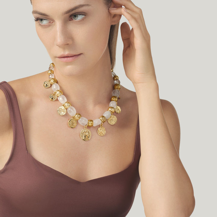 Giovanni Raspini kristallen muntketting verguld brons N0028