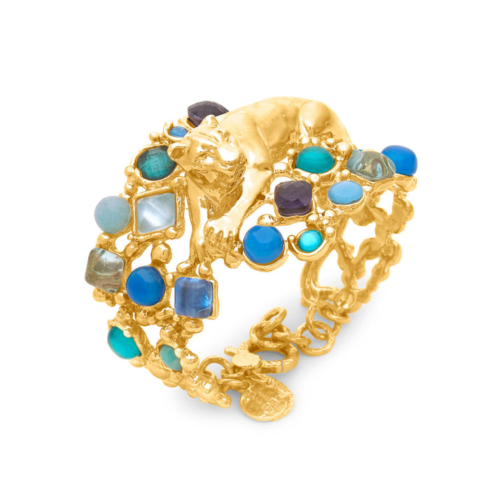 Giovanni Raspini panthère mirage bleu armband 18kt vergulde armband, natuurstenen en edelstenen N0033