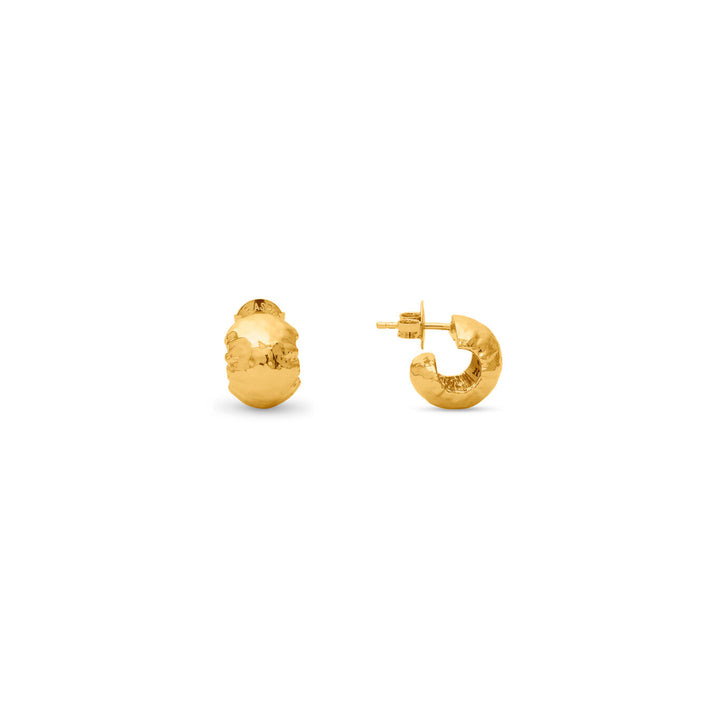 Giovanni Raspini kleine zandcirkel oorbellen 18 kt vergulde oorbellen N0049