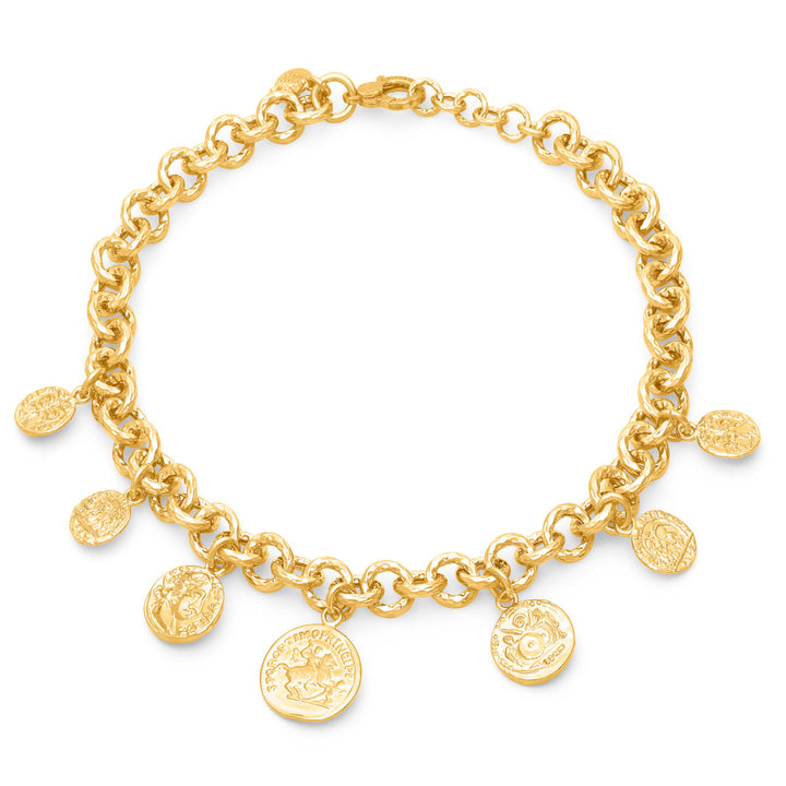 Giovanni Raspini pueblo muntketting 18 kt vergulde ketting N0068