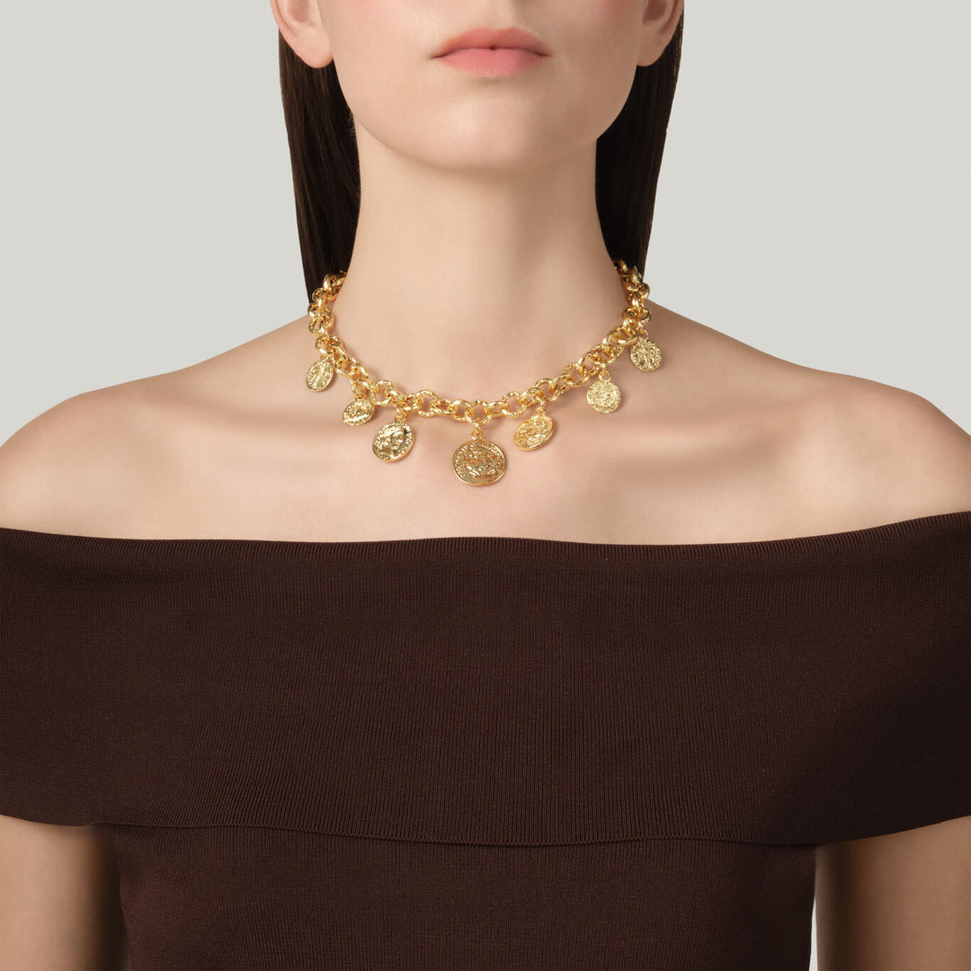 Giovanni Raspini pueblo muntketting 18 kt vergulde ketting N0068