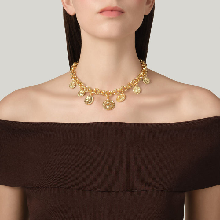 Giovanni Raspini pueblo muntketting 18 kt vergulde ketting N0068