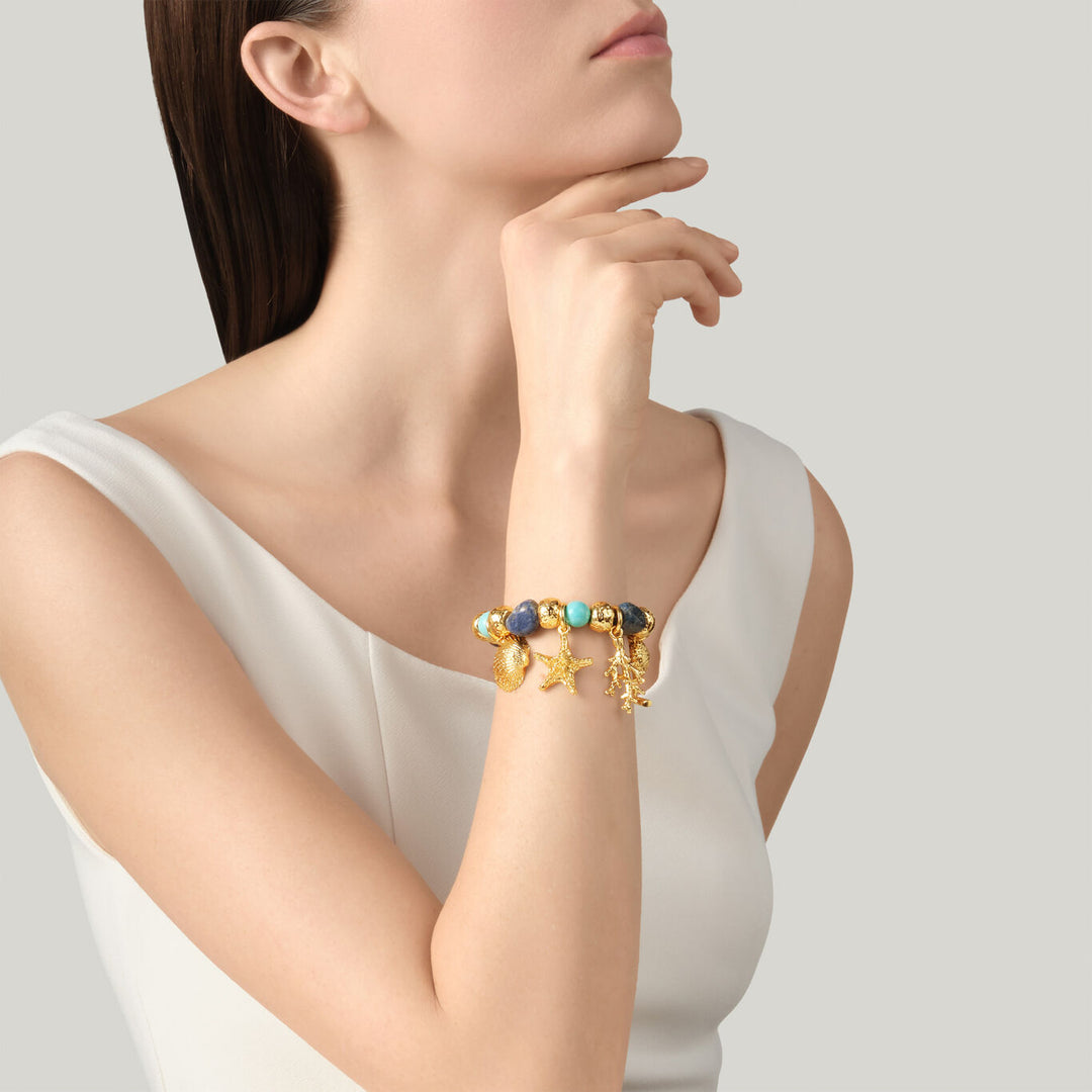Giovanni Raspini grand bleu armband 18kt vergulde armband met lapis lazuli en aulite N0071