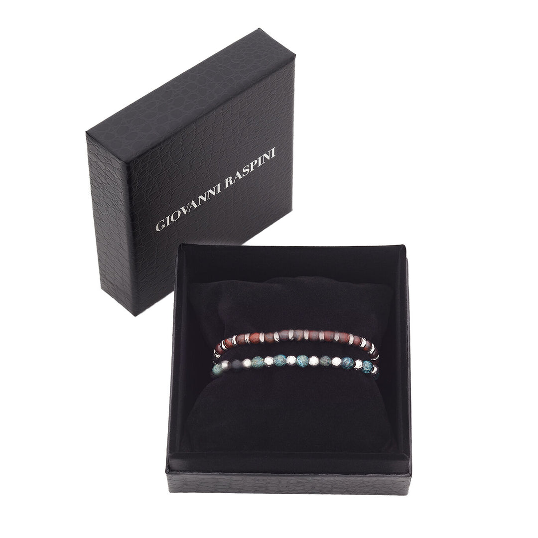 Ensemble tango Giovanni Raspini Bracelets en argent 925, jaspe vert et oeil de bœuf X01597
