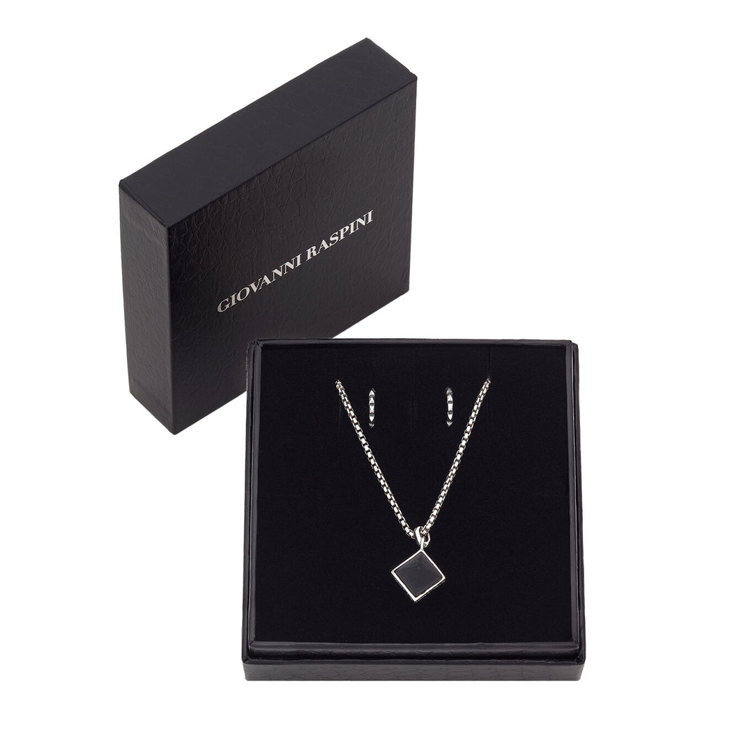 Ohrstecker-Set von Giovanni Raspini. Halskette aus 925er Silber und schwarzem Harz. 925 Silberohrringe X01602