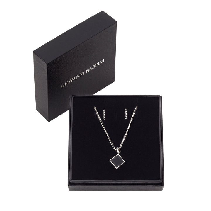 Ohrstecker-Set von Giovanni Raspini. Halskette aus 925er Silber und schwarzem Harz. 925 Silberohrringe X01602