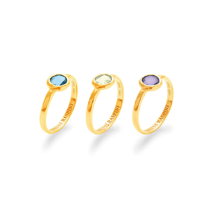 Giovanni Raspini set ringringen 18kt vergulde zilveren ringen en gekleurde kristallen X01604