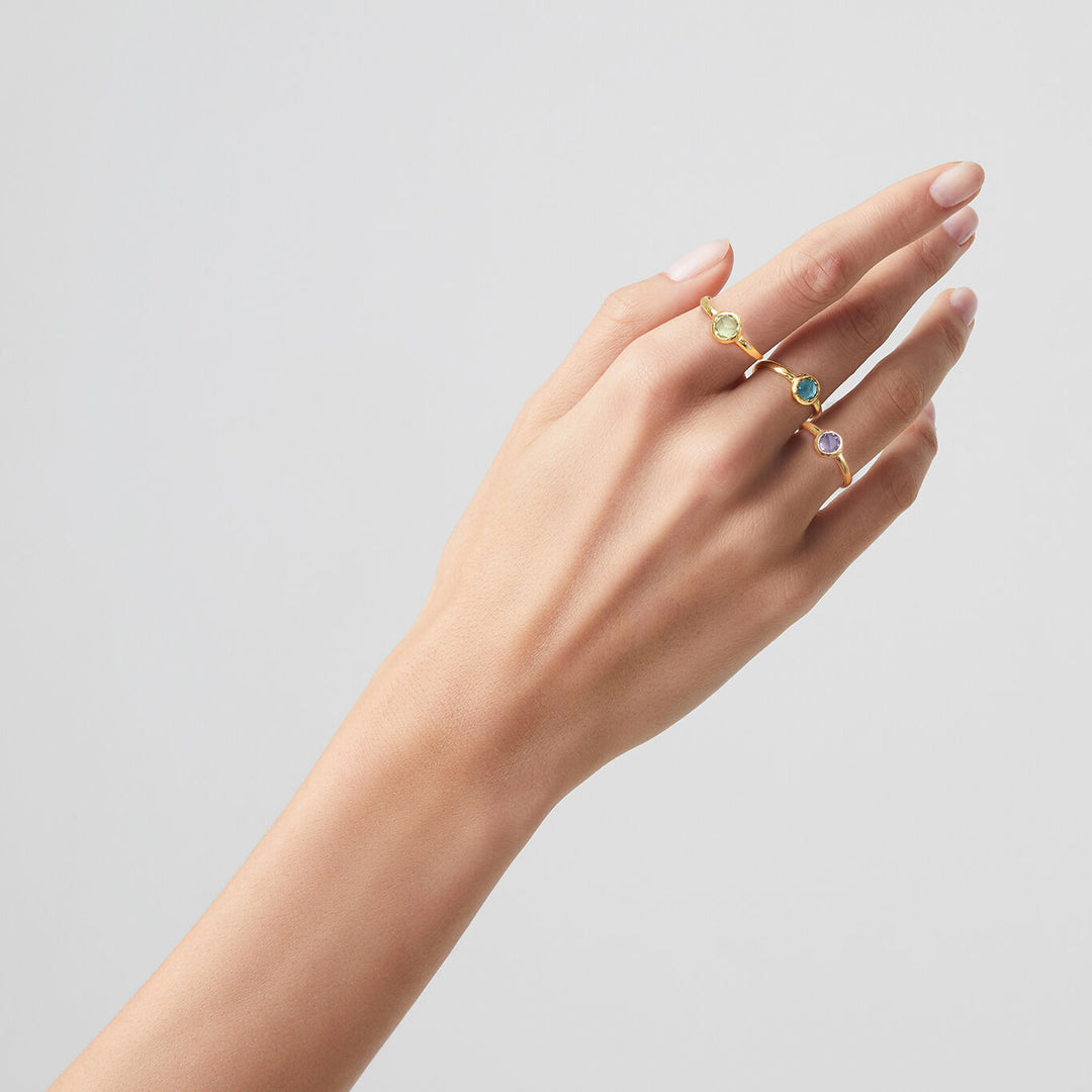 Giovanni Raspini set ringringen 18kt vergulde zilveren ringen en gekleurde kristallen X01604