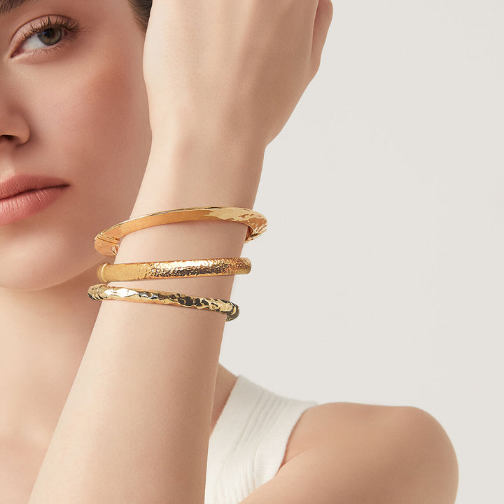 Giovanni Raspini silver rock bangle set 18 kt gold plated silver bracelets X01613