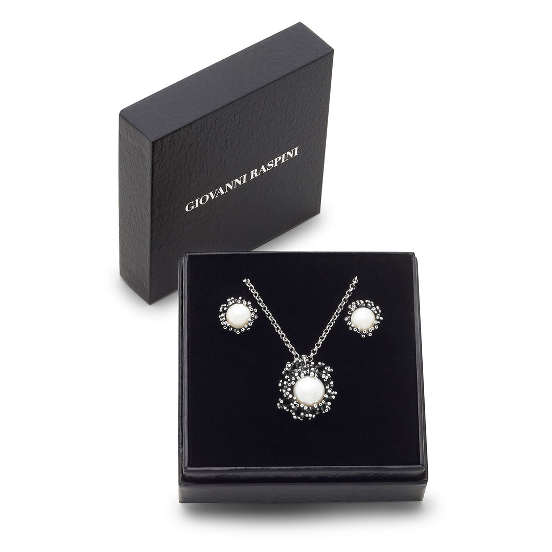 Giovanni Raspini anemoonset Ketting en oorbellen in 925 zilver en natuurlijke parels X01620