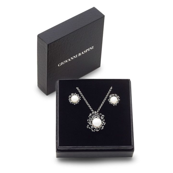 Giovanni Raspini anemoonset Ketting en oorbellen in 925 zilver en natuurlijke parels X01620