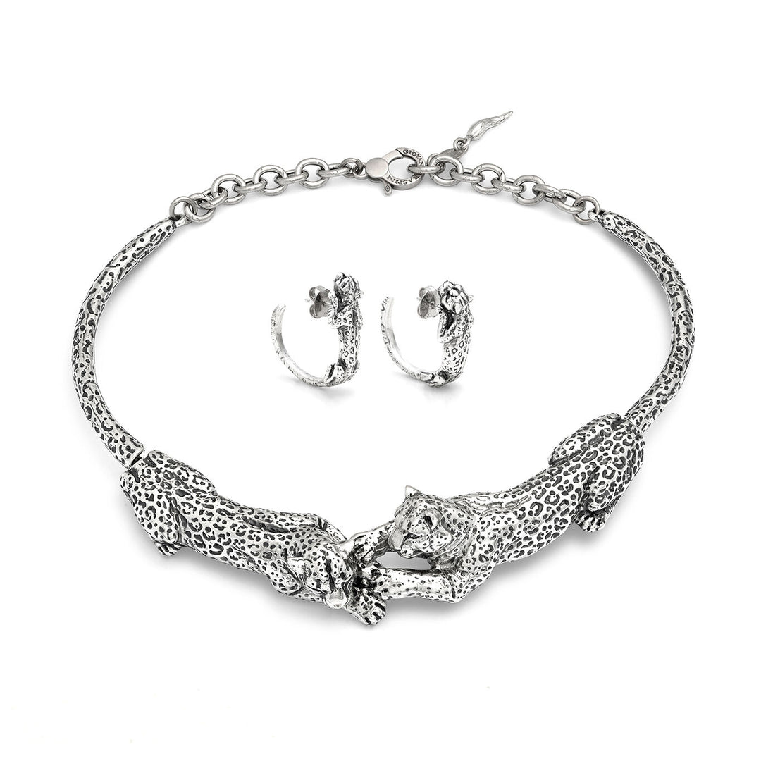 Giovanni Raspini parure léopards Collier et boucles d&
