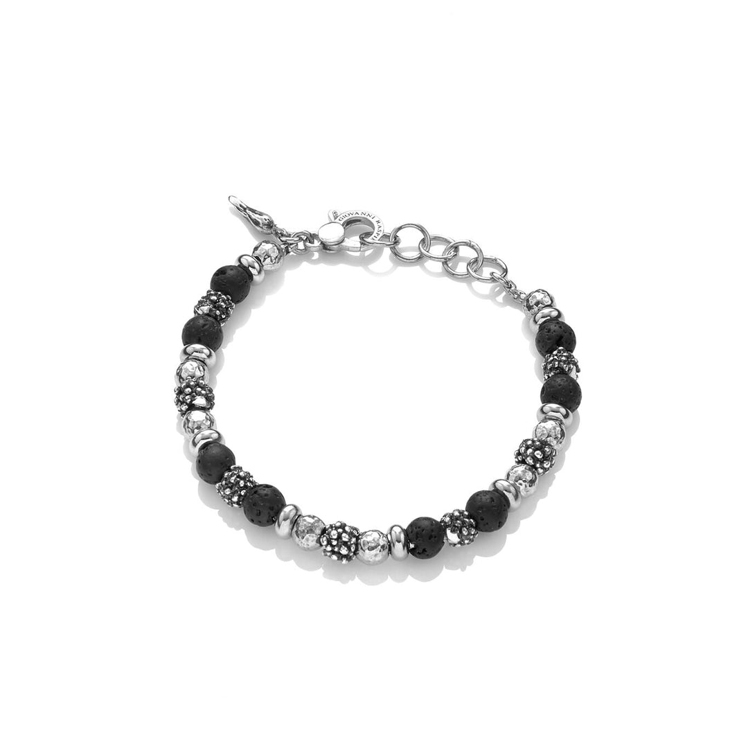 Giovanni Raspini Black Beeren Armband 925 Lava Stone 10490