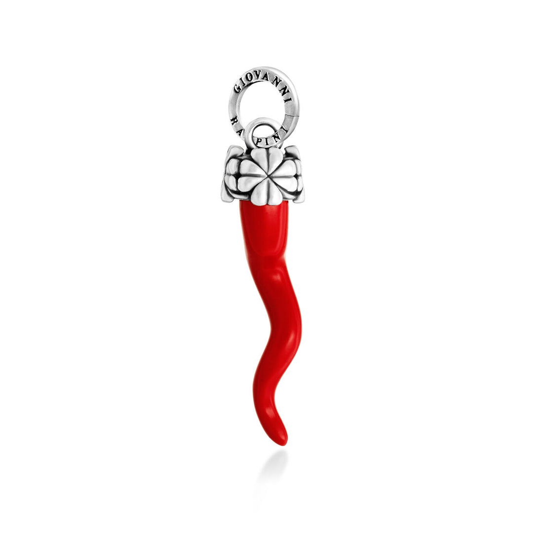 Giovanni Raspini Charm mit vierblättrigem Kleeblatt aus rotem Horn 12480