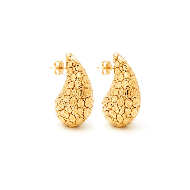 Giovanni Raspini Boucles d'oreilles Drop 925 Silver Crocodrillo PVD Finition Yellow Gold 12035