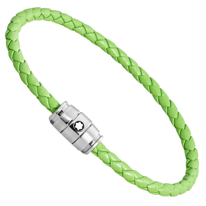 Montblanc 3-ring stalen en Meisterstück Lime leren armband maat M 13429263