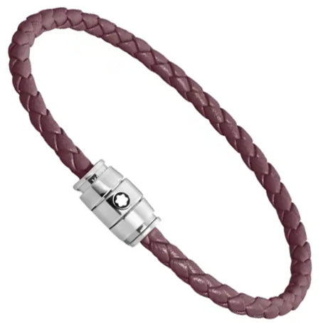 Montblanc 3-ring stalen en leren armband Meisterstück Cassis maat S 13431360