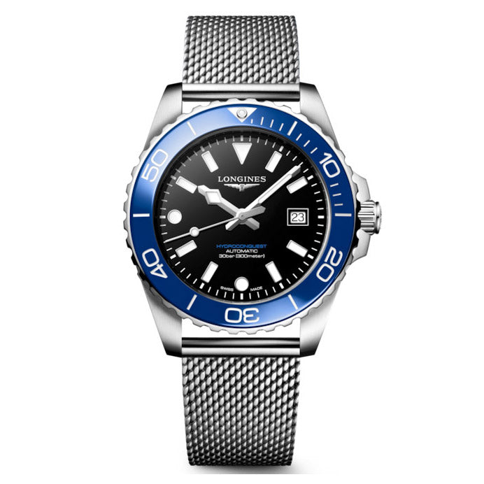Longines Hydroconquest 39mm black automatic steel watch L3.779.4.90.6