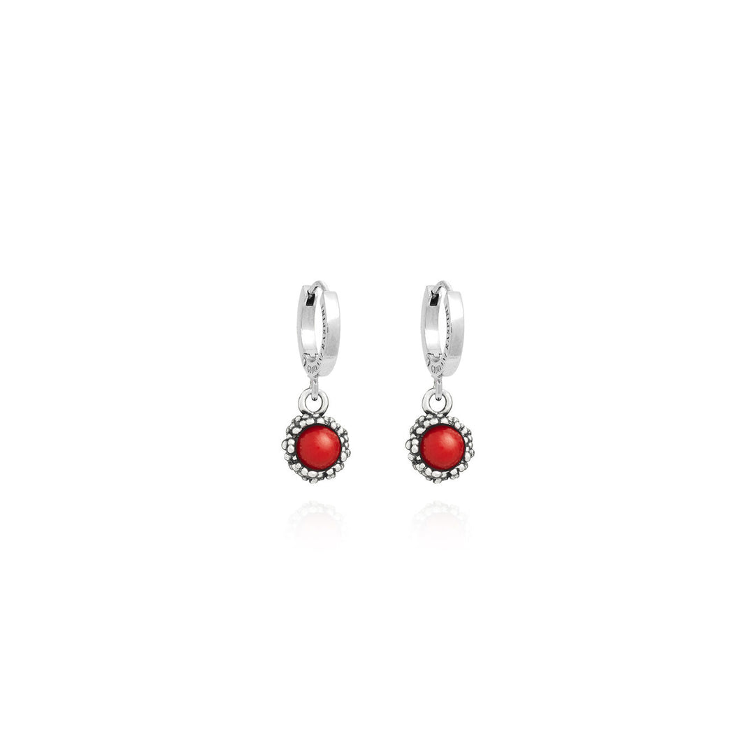Giovanni Raspini Huggie Coral Perlage Ohrringe Silber X01624