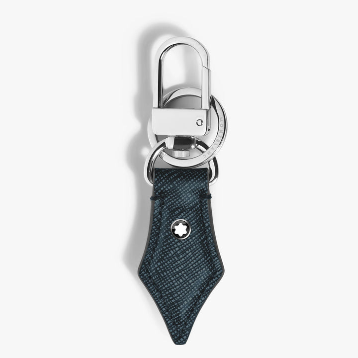 Montblanc blauer Tweed-Feder-Schlüsselanhänger 220358
