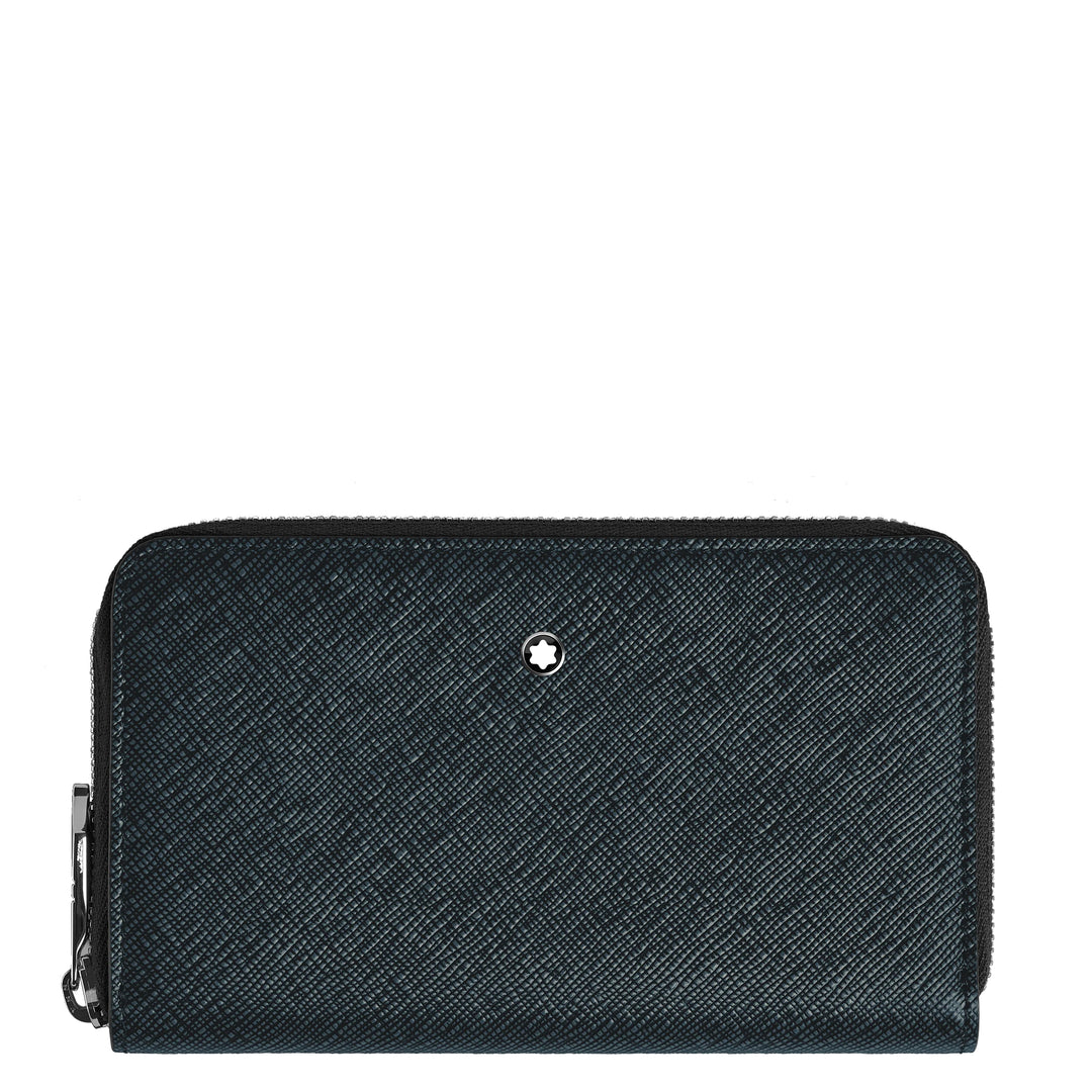Montblanc portemonnee 12 vakken met ritssluiting medium Sartorial blauw tweed 220362