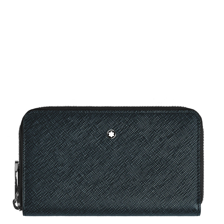 Montblanc portemonnee 12 vakken met ritssluiting medium Sartorial blauw tweed 220362