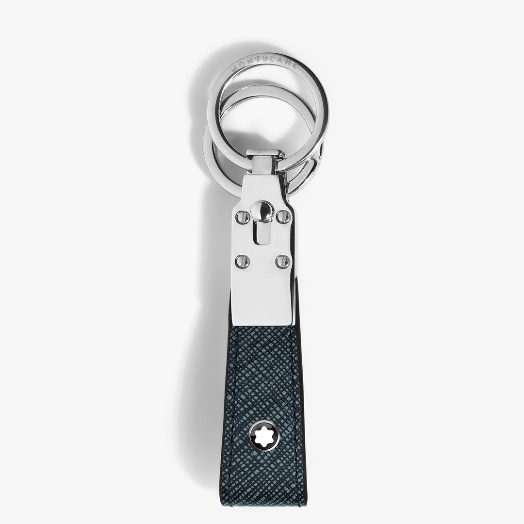 Montblanc Schlüsselanhänger mit modischer blauer Tweedschlaufe 220397