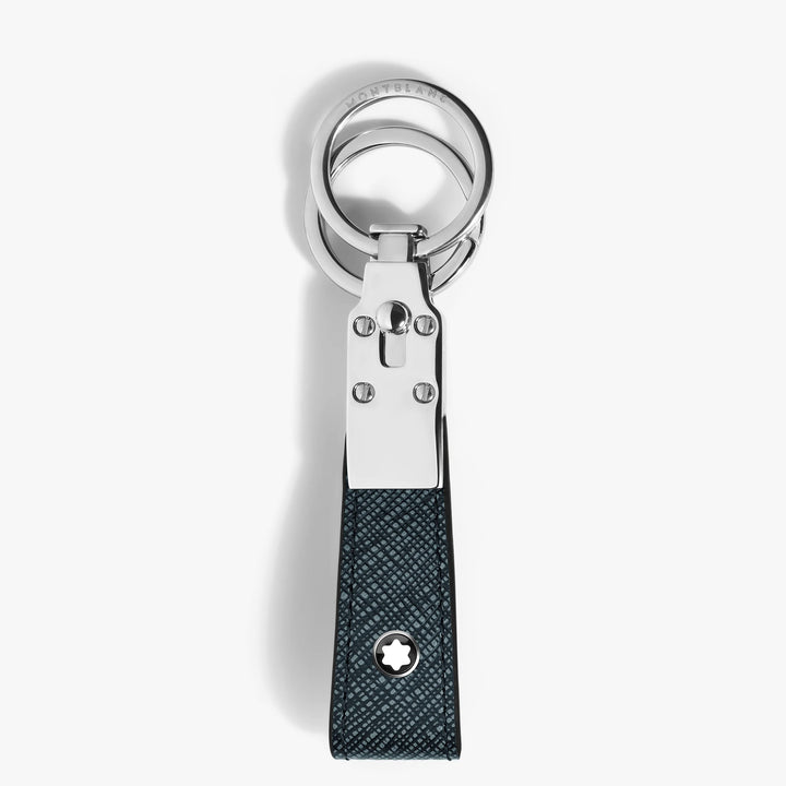 Montblanc Schlüsselanhänger mit modischer blauer Tweedschlaufe 220397