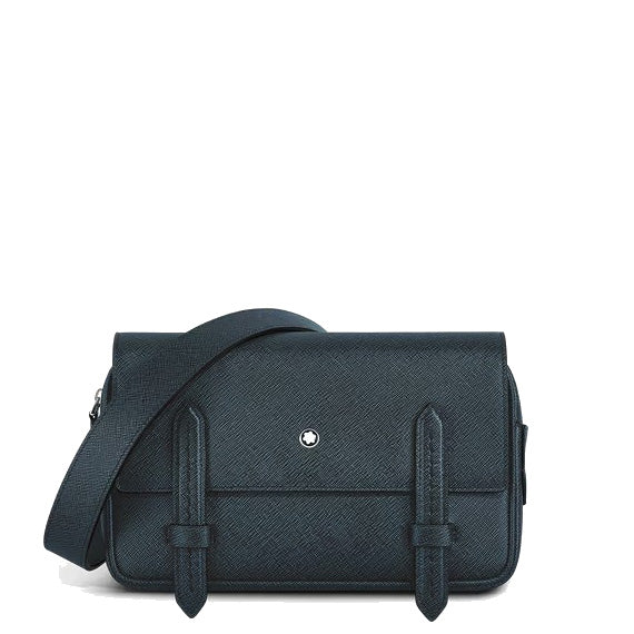 Montblanc blue tweed Sartorial leather shoulder bag 220423
