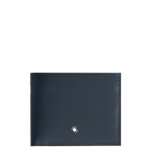 Montblanc portemonnee met 6 vakken leer Meisterstück blauw fluweel 220446
