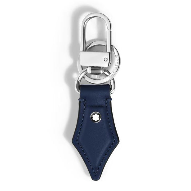 Montblanc penpuntvormige sleutelhanger in inktblauw kleermakersleer 221294